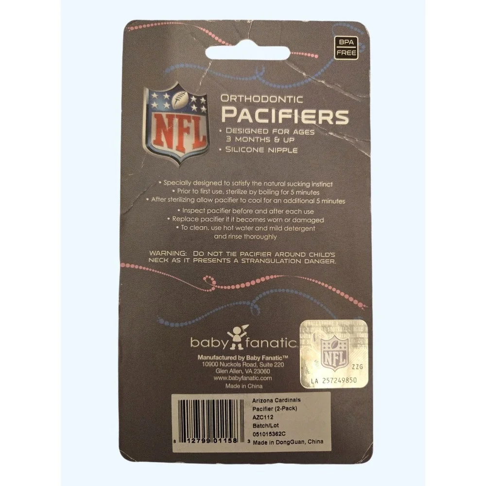 Arizona Cardinals NFL Orthodontic Pacifiers 2-Pack NEW Baby Fanatic Red White